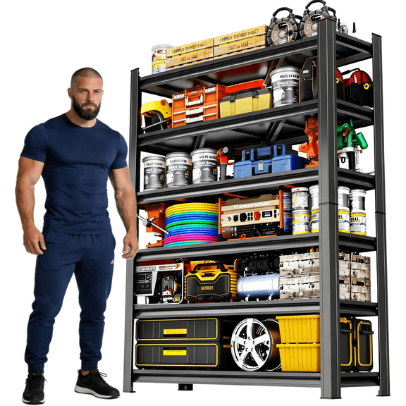 6 Tier Metal Shelving Unit, Storage Shelving with Adjustable shelves, Extra Wide Metal Storage Rack for Kitchen, Garage, Pantry & Closet Organizer, 16"D x 40"W x 82" H