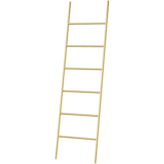 6-Tier Metal Standing Towel Stand with Gold Finish Freestanding or Wall-Mounted Towel & Blanket Ladder Rack