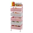 thumbnail image 1 of 6 Tier Metal Utility Cart Rotating Shelf Household Organization Rack Pink, 1 of 7