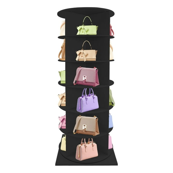 6-Tier Modern Black Rotating Shoe Rack Entryway Shoe Storage Organizer Shoe Rack