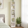 thumbnail image 1 of Hzuaneri 6-Tier Bookcase, Narrow Bookshelf, Tall Skinny Display Bookcase with Cube Storage, Adjustable Shelves for Living Room, Office, Study, Bedroom, White, 9.4 x 11.8 x 72.5 inch, 1 of 10