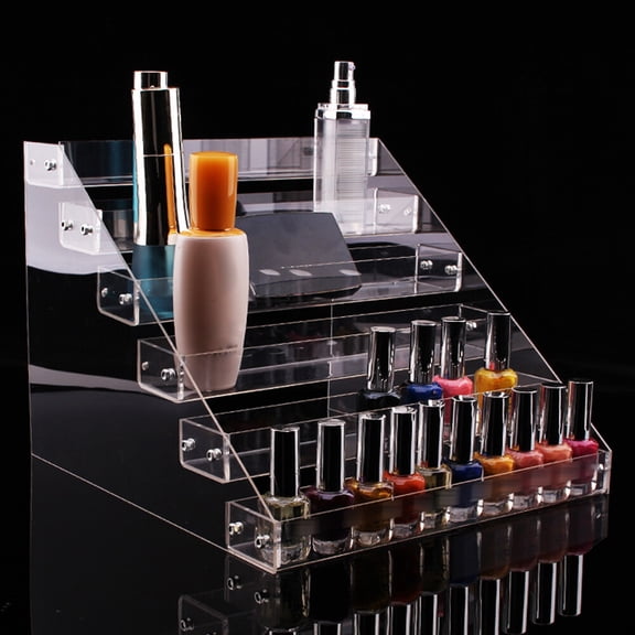 6-Tier Modern Transparent Acrylic Rack Makeup Ladder Display Stand Risers Shelf 11.73*12.72*9.53