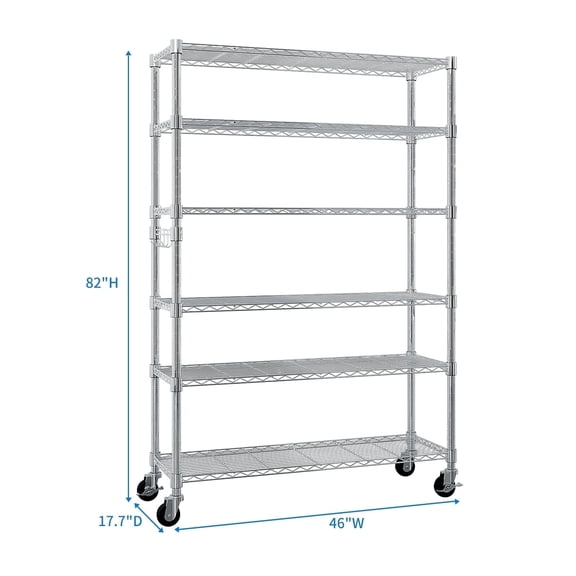 HOOPE Adult Storage Shelves 1 Tier Carbon Steel Dimensions: 46.06W x 17.71D x 81.88H Storage Shelves with Adjustable Shelves, Total Capacity 150 lb, Shelf Capacity 150 lb, Silver