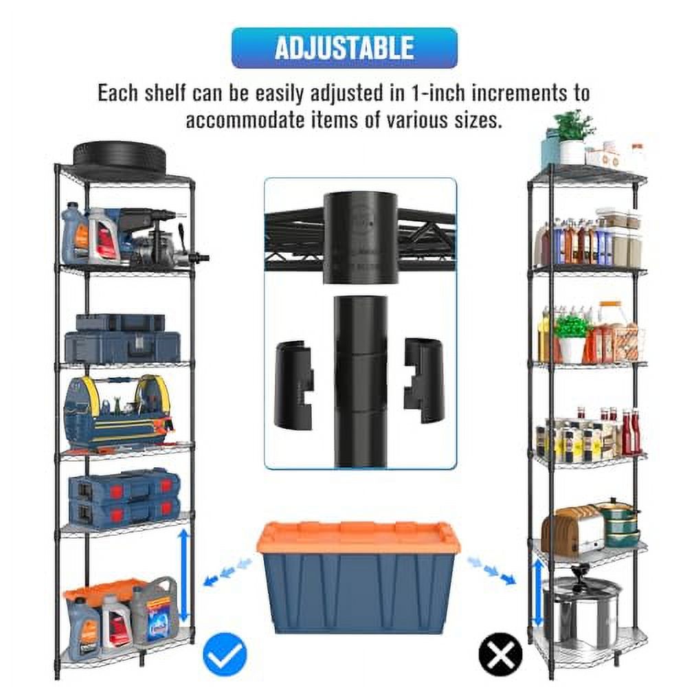 6 Tier NSF Corner Wire Shelf Shelving Unit, 20 x 20 x 72 Inch 600lbs ...