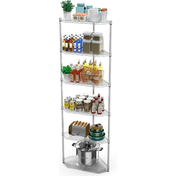 NSF Wire Shelf Shelving Unit, Heavy Duty Adjustable Metal Storage Rack with Leveling Feet & Shelf Liners for Office Kitchen Bathroom and More