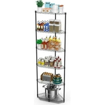 6 Tier NSF Corner Wire Shelf Shelving Unit, 20 x 20 x 72 Inch 600lbs Capacity Heavy Duty Adjustable Metal Storage Rack with Leveling Feet & Shelf Liners for Office Kitchen Bathroom and More - Black