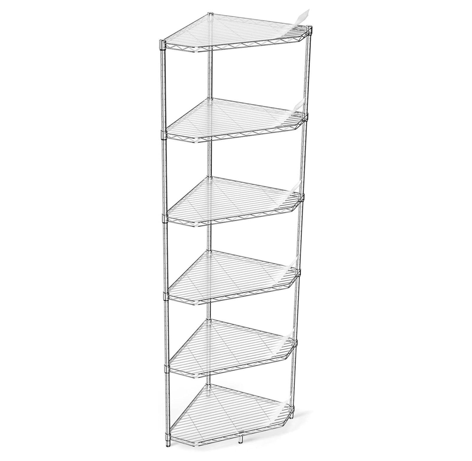 6 Tier NSF Metal Shelf Pentagonal Corner Wire Shelving Unit, 600lbs