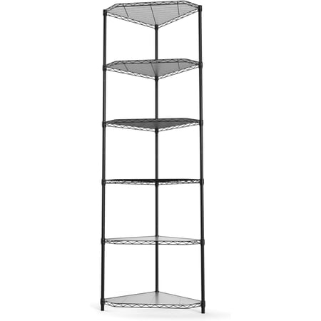 6 Tier NSF Metal Shelf Pentagonal Corner Wire Shelving Unit, 72"H x 20"L x 20"D - Black, 600lbs Capacity Heavy Duty Adjustable Storage Rack with Shelf Liners for Kitchen Garage Office Etc Room Corner price history and forecast - pouseayar