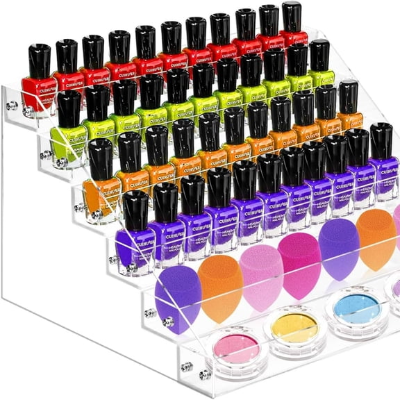 6-Tier Nail Polish Organizer Rack, Acrylic Display Stand Holder for Nail Paint, Tattoo ink, Essential Oil, Sunglasses Storage for Salon Vanity Table, Home Decor