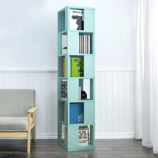 6 Tier Open Storage Swivel Bookcase Revolving Bookshelf 360° Rotating ...