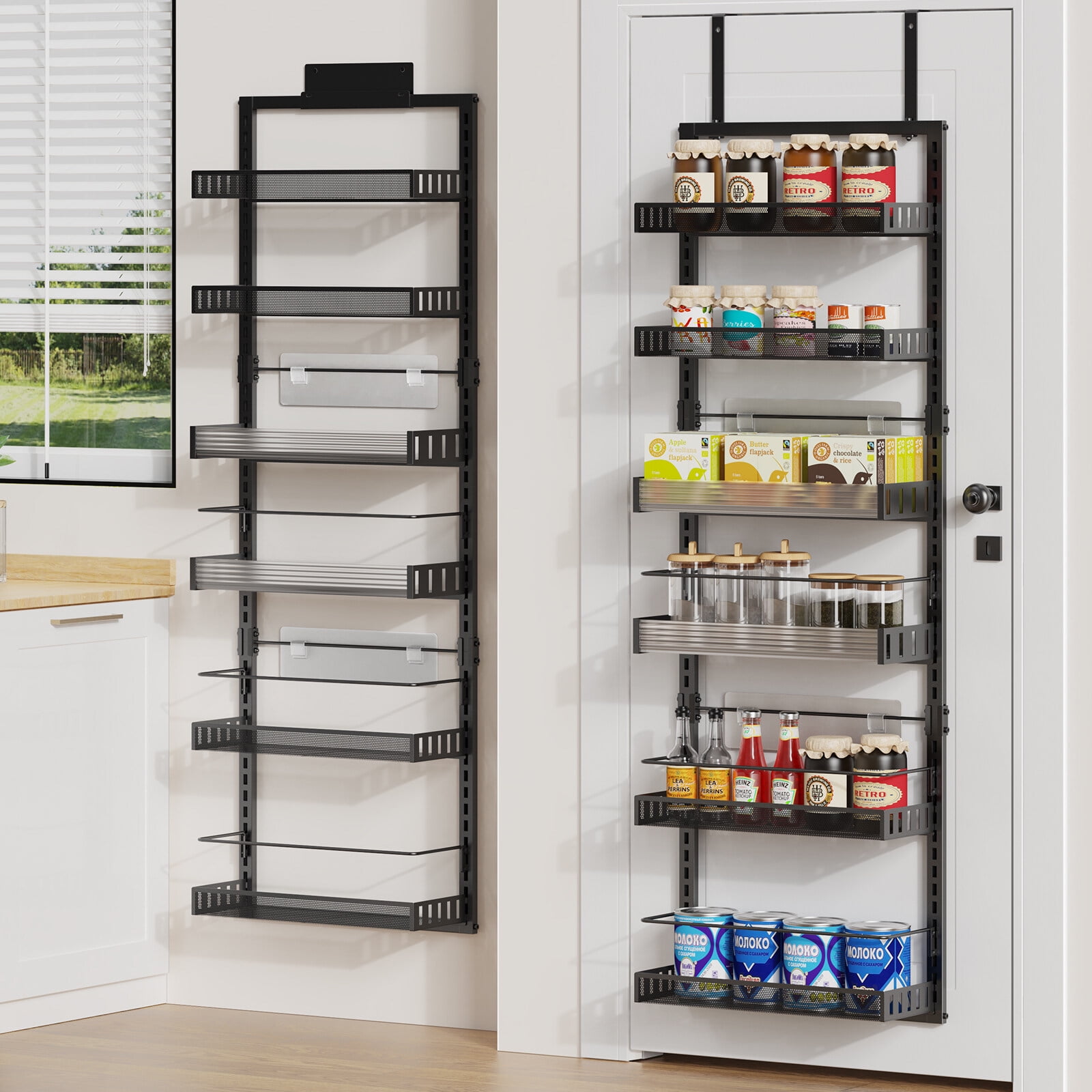 6 Tier Over Door Pantry Organizer, Wall Mounted Spice Rack, Home