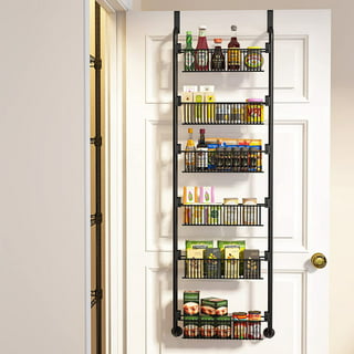 Over the Door Pantry Organizer, Delamu 6-Tier Larger Metal Pantry Door  Storage Spice Rack, 6.42D x 16.73W x 9.13H, White