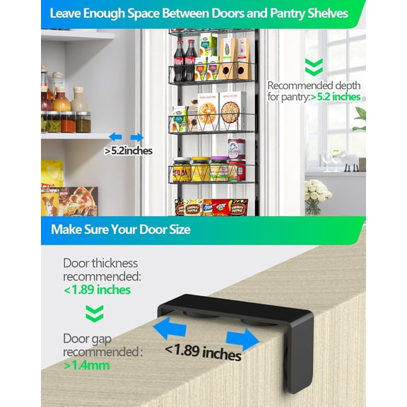 6-Tier Over The Door Pantry Organizer, Large Capacity Storage for Kitchen, Bathroom, Bedroom