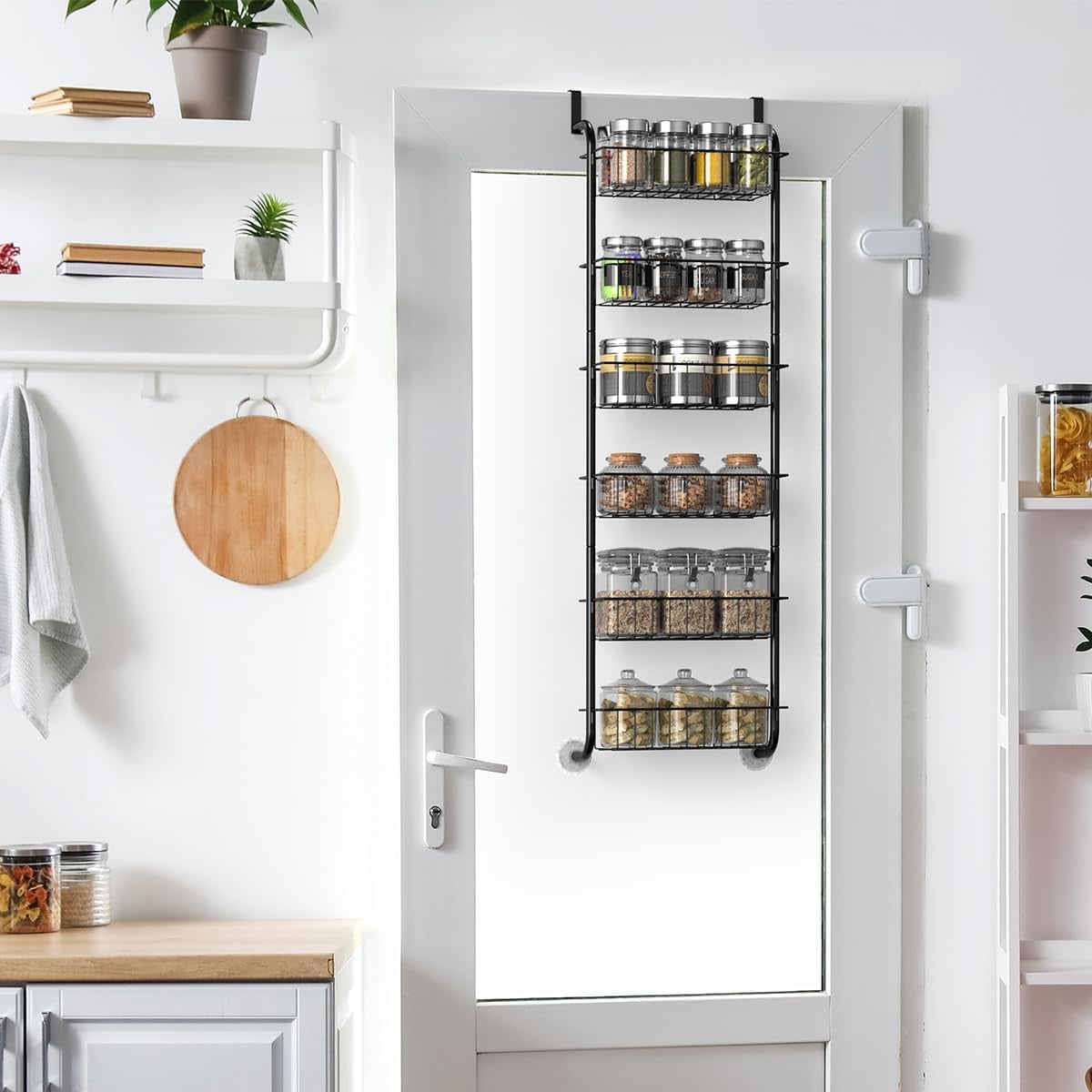 Over the Door Storage Cabinet Organizer - 6 Tier Hanging Spice Rack ...