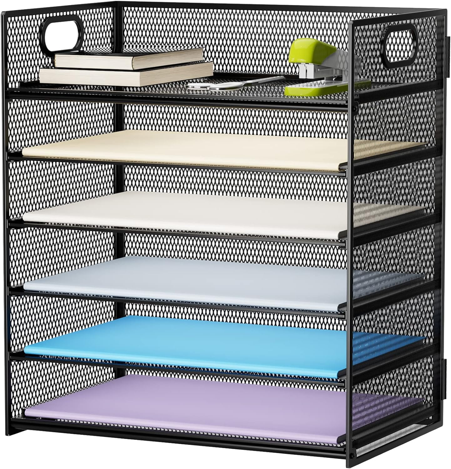 6 Tier Paper Organizer Letter Tray - Mesh Desk File Organizer with ...