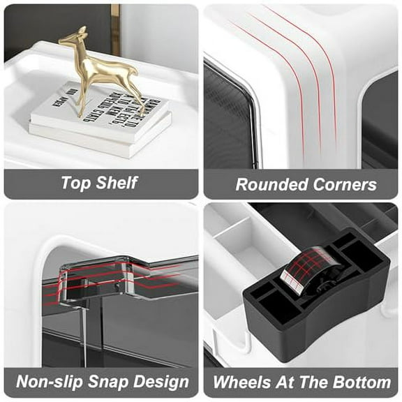 6-Tier Plastic Drawers Dresser,Clear Tower Organizer with Wheels for Office Apartments Condos And Dorm Room