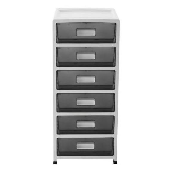 6-Tier Plastic Drawers Dresser,Clear Tower Organizer with Wheels for Office Apartments Condos And Dorm Room