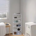 thumbnail image 1 of 6 Tier Plastic Storage Rack White 75x27x18cm Multi Layer Organizer Easy Assembly for Living Room Bedroom Kitchen Bathroom Dorm, 1 of 6