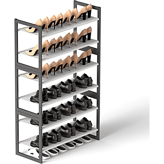 6 Tier Rack with Non-Woven Fabric, Metal Storage Shelf, Easy to Assemble, Sturdy and Durable Shelves for Shoes, Closet, Entryway, Bedroom, Floor