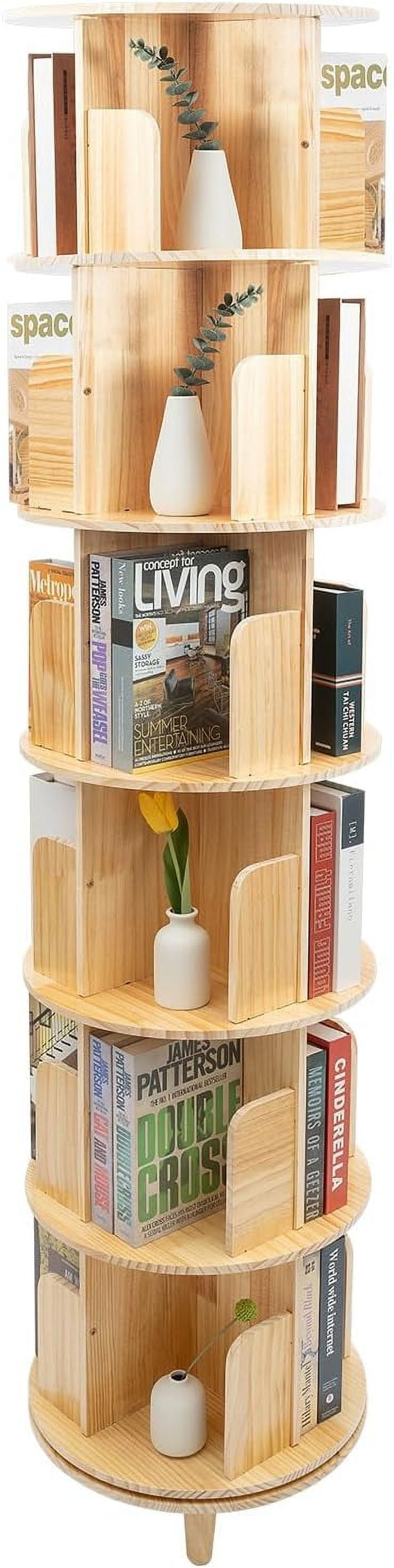 6 Tier Rotating Bookshelf 360 Display Spinning Book Shelf Floor ...