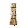 thumbnail image 1 of 6 Tier Rotating Bookshelf with Wheels, 360° Spinning Space-Saving Wood Tower, 1 of 14