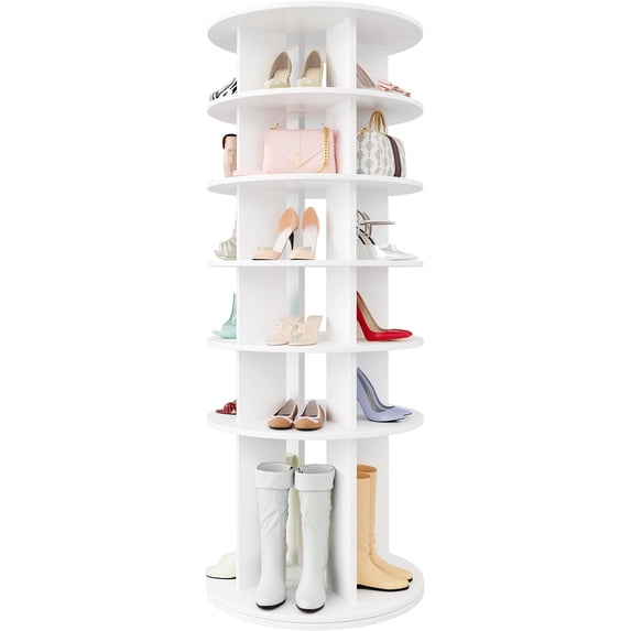 6-Tier Rotating Shoe Rack Tower, 360? Spinning Vertical Shoe & Handbag ...