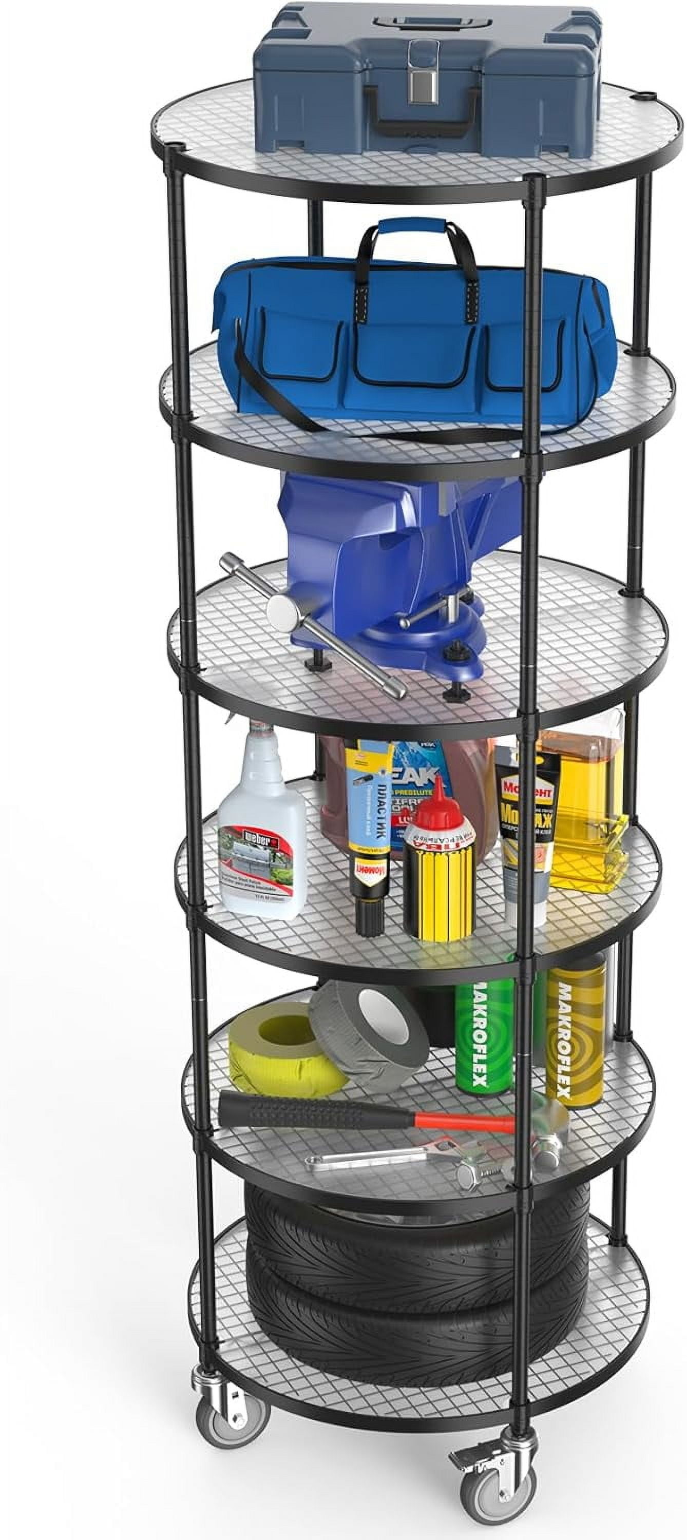 6 Tier Round Shelf 30in Diameter Wire Shelving Unit, NSF Heavy Duty ...