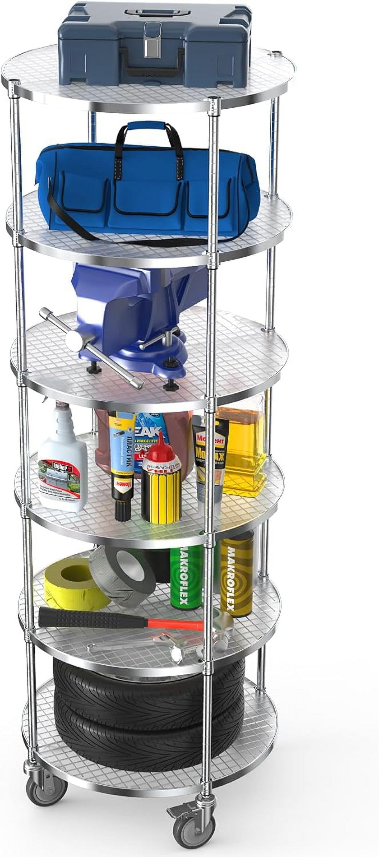 6 Tier Round Shelf 30in Diameter Wire Shelving Unit, NSF Heavy Duty ...