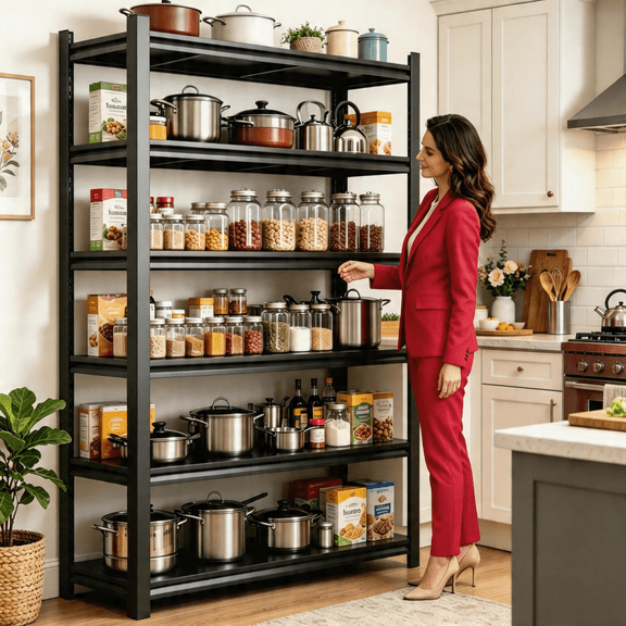 6-Tier Rustproof Bathroom Shelving Unit,78"H x 40"W Adjustable Metal Garage Shelf Unit,3600 lbs Storage Shelves,Double-Layer Column with Reinforced Ribs for Warehouse,Kitchen,Living Room,Laundry Room