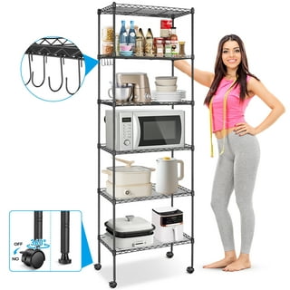 FUNKOL 6 Layer Corner Black Kitchen Shelf Metal Heavy-Duty Craft Free Standing Storage Rack Height Adjustable