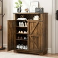thumbnail image 1 of 6-Tier Shoe Cabinet with Doors, Entryway Shoe Rack Wooden Shoe Storage Cabinet with Adjustable Shelves & Anti-tip Fitting, Farmhouse Shoe Cabinet Storage for Entryway, Living Room, Closet, 1 of 8