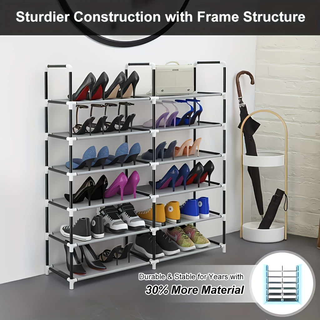 6-Tier Shoe Rack, Easy to Install, Black & Gray, Holds up to 40 Pairs ...