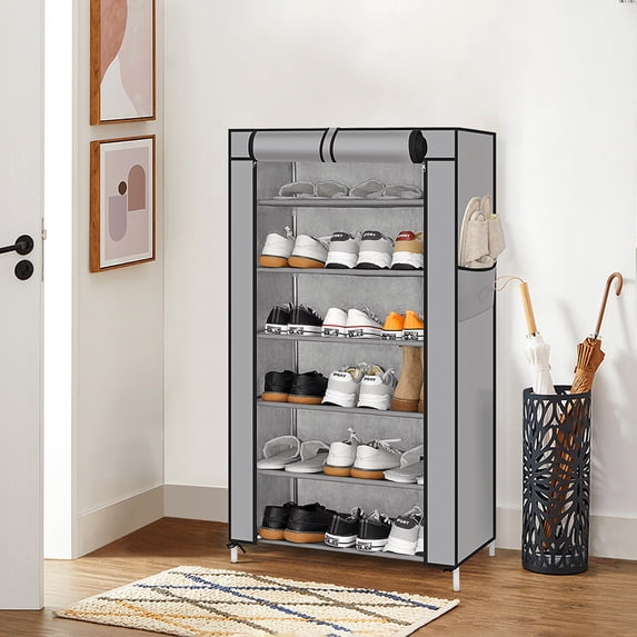 6 Tier Shoe Rack, Shoe Cabinet with Dust-proof Cover, Multi-layer Assembled Shoe Rack Shoe Stand, Storage Shelf Organizer Holder