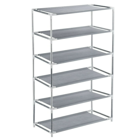 6-Tier Shoe Rack Stackable Metal Shoe Storage Shelf Free Standing Shoe Shelf for Entryway, Bathroom, Balcony, fits Boots, High Heels, Slippers