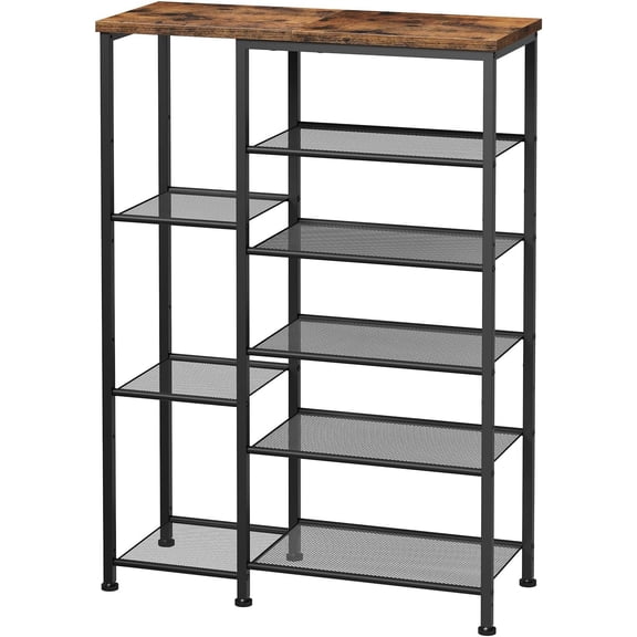 6 Tier Shoe Rack with Top Shelf, Multi Tier Shoe Storage Organizer for Entryway, Versatile Storage for Shoes, Bags and More, Holds 11-18 Pairs, Sturdy Metal Frame BF35XJ01