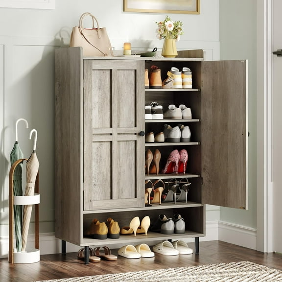 ONBRILL Shoe Storage Cabinet, 45'' Wooden 6-Tier Shoe Cabinet, Hold 18-24 Pairs for Entryway Hallway