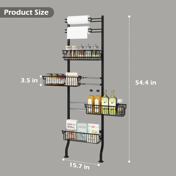 6-Tier Slim Corner Shelf, Spice Rack Next to Fridge Slim,Narrow Storage Cabinet Organizer for Kitchen,Bathroom