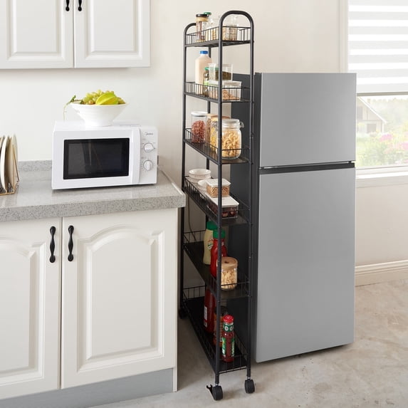 6-Tier Slim Rolling Storage Cart with Wheels – Slide-Out Kitchen, Bathroom, Laundry Organizer Rack