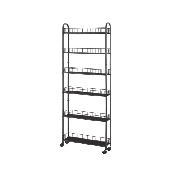6-Tier Slim Rolling Storage Cart with Wheels and Baskets, Narrow Utility Rack for Kitchen, Bathroom, Laundry, 22.8 x 6 x 61 Inch