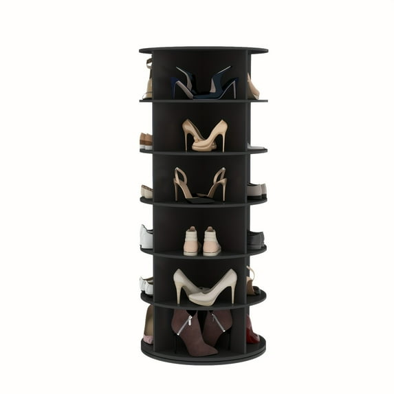 6-Tier Spinning Shoe Rack Tower - 360° Revolving Lazy Susan Shoe Organizer with Free Standing Design - Perfect for Entryway, Living Room, and Hallway Storage
