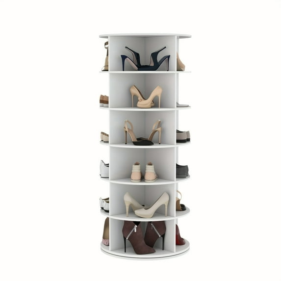 6-Tier Spinning Shoe Rack Tower - 360° Revolving Lazy Susan Shoe Organizer with Free Standing Design - Perfect for Entryway, Living Room, and Hallway Storage