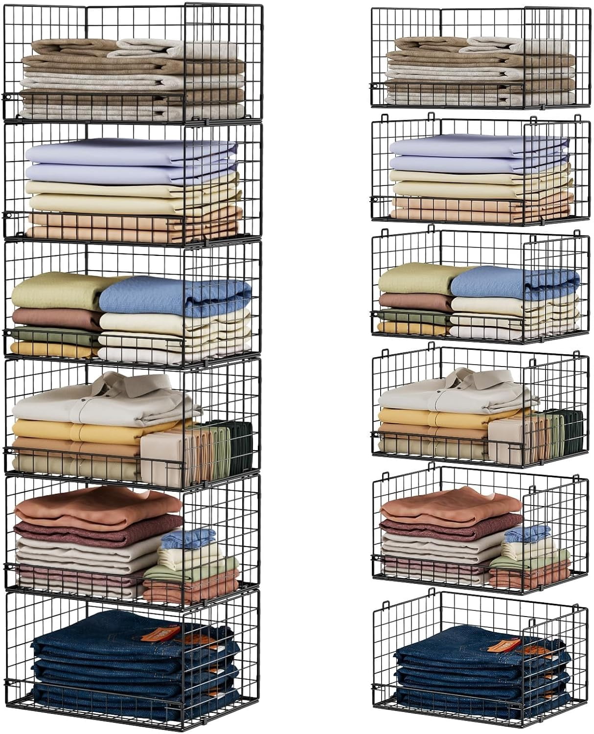 6-Tier Stackable Closet Organizers and Storage Shelves, Closet Shelf ...