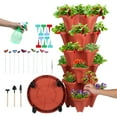 thumbnail image 1 of 6 Tier Stackable Planter Vertical Garden With Various Accessories for Vegetables, Flowers, Herbs, Succulents, Microgreen Gardening - Red, 1 of 7