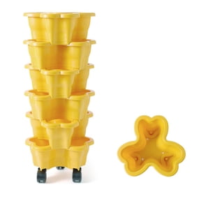 6 Tier Stackable Vertical Planter Tower with Removable Wheels, 16 Plant Sites Garden Tower, Space Saving Garden Planter for Vegetables & Herbs, Indoor Outdoor