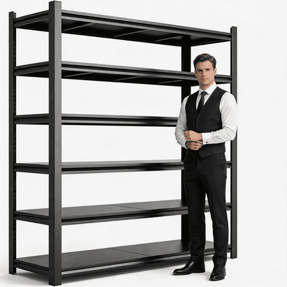 6-Tier Steel Shelving Unit Black,Adjustable Metal Bookshelf,82