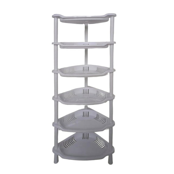 6 Tier Storage Rack 29.53x10.63x7.09in Plastic Material Easy Assembly Living Room Bedroom Bathroom Kitchen Organizer(White)