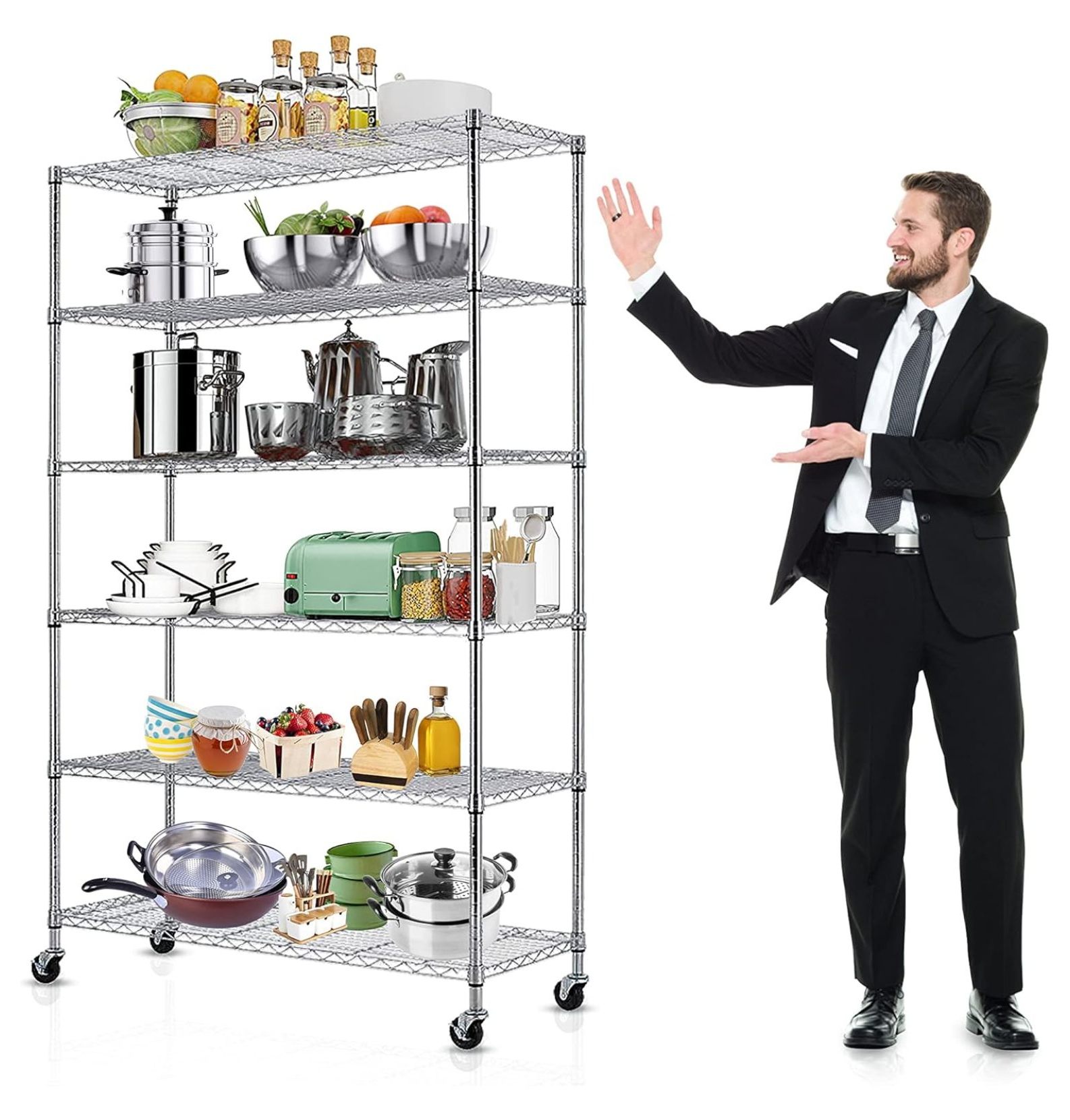 6Tier Storage Racks, 2100Lbs Capacity Heavy Duty Metal Shelf with