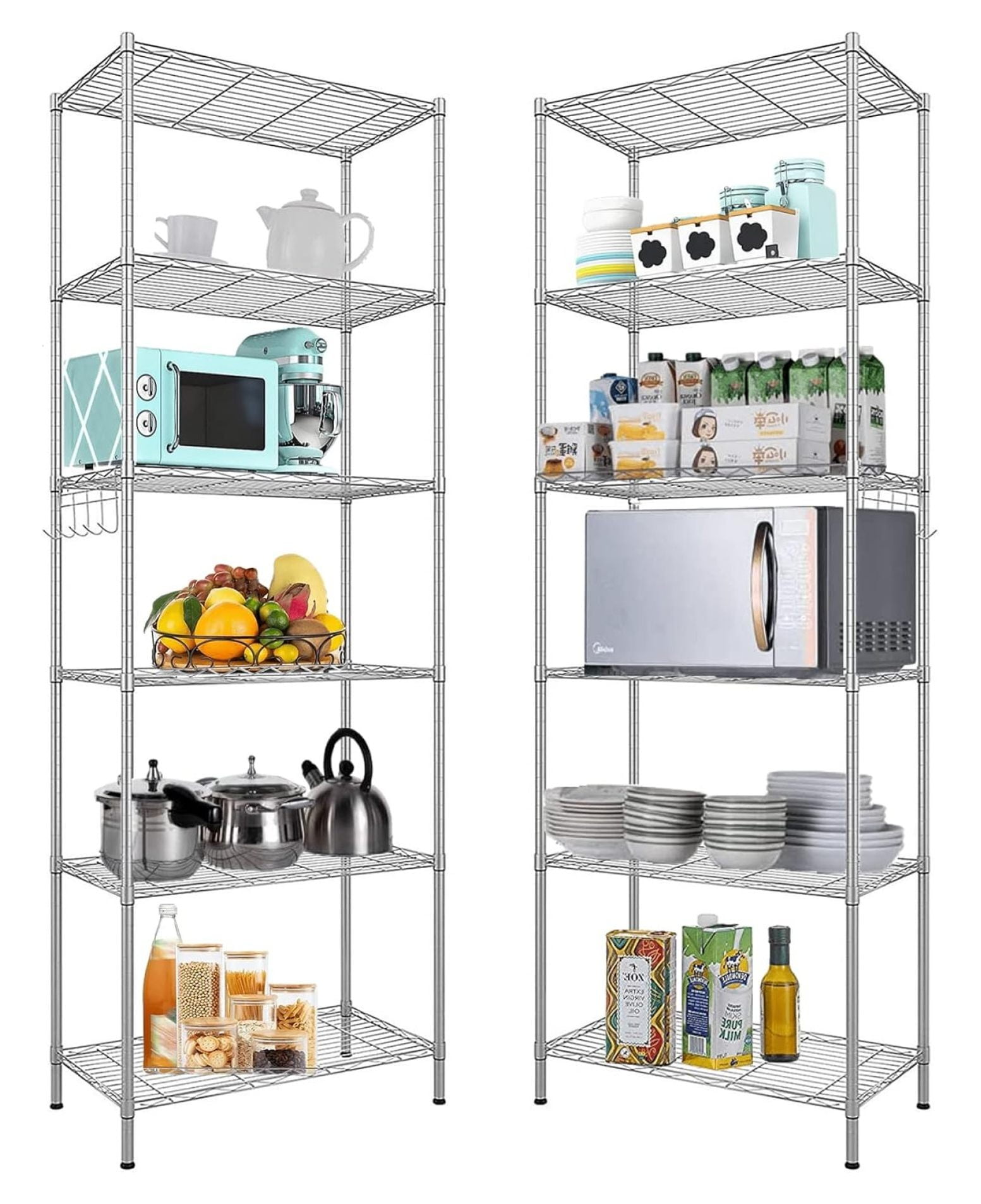 6 Tier Storage Shelf Wire Shelving Unit Adjustable Rack Free Standing ...