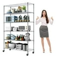 thumbnail image 1 of 6-Tier Storage Shelves NSF Certified Wire Shelving Unit with Wheels Heavy Duty Metal Shelves Adjustable Steel Shelving 2100Lbs Capacity for Closet Pantry Basement- (18"x48"x82", Silver), 1 of 7