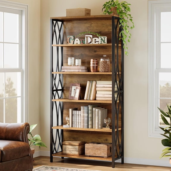 6-Tier Tall Bookshelf, 70.87" Industrial Bookcase with Metal Frame(1PC)